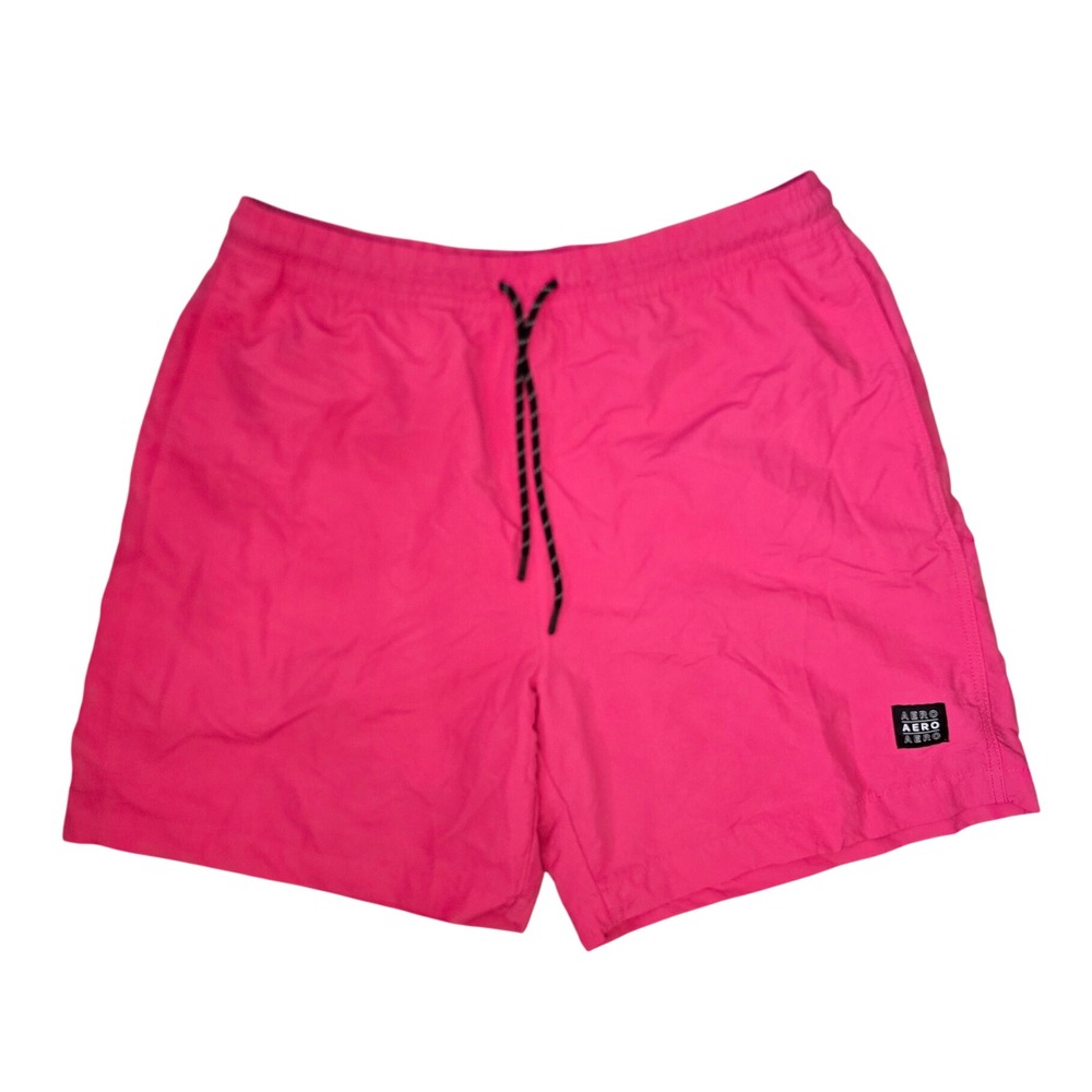 Aeropostale Mens Hot Pink Swim Trunks Board Shorts Mesh Lined Large RN154379